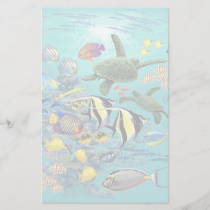 Molokini Cove Hawaiian Tropical Fish Sea Turtle Stationery