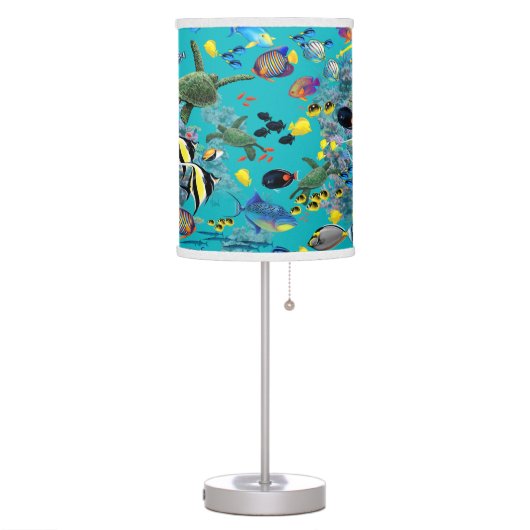 Molokini Cove Hawaiian Tropical Fish Sea Turtle Table Lamp (Left)