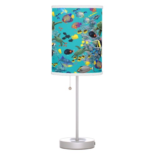 Molokini Cove Hawaiian Tropical Fish Sea Turtle Table Lamp (Right)