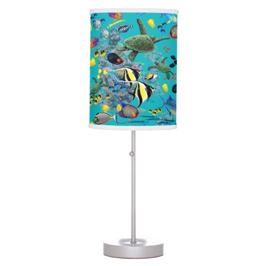 Molokini Cove Hawaiian Tropical Fish Sea Turtle Table Lamp (Front)