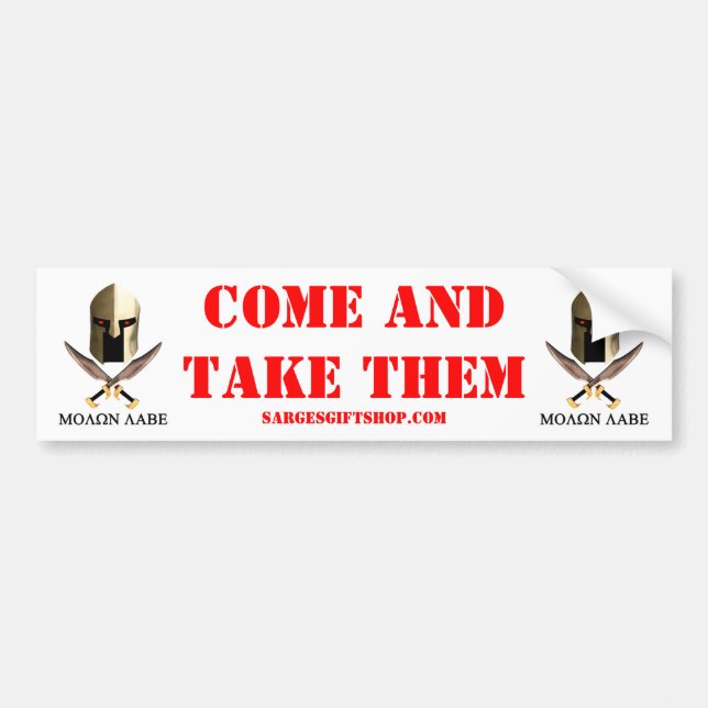 MOLON LABE BUMPER STICKER (Front)