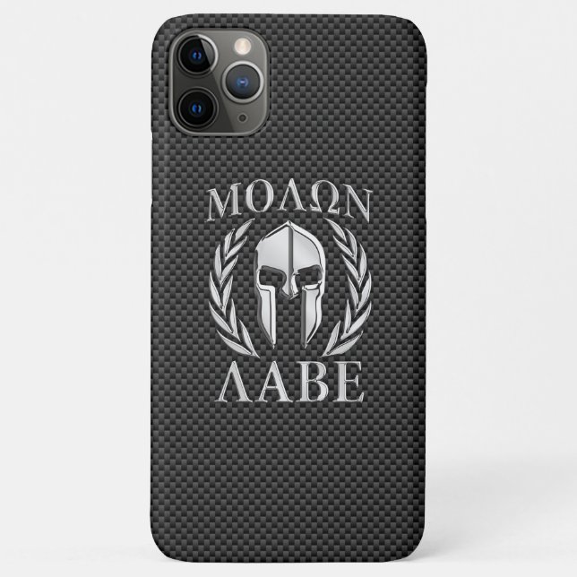 Molon Labe Chrome Style Spartan Armor Carbon Fiber Case-Mate iPhone Case (Back)