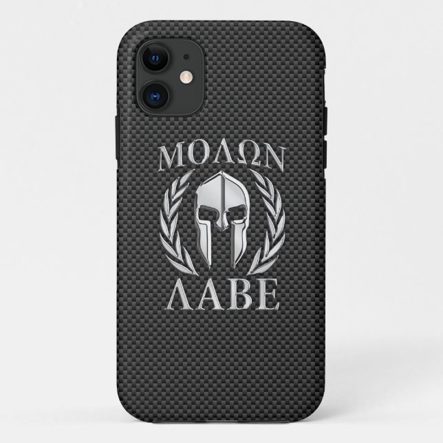 Molon Labe Chrome Style Spartan Armor Carbon Fiber Case-Mate iPhone Case (Back)