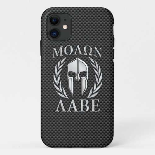 Molon Labe Chrome Style Spartan Armor Carbon Fiber iPhone 11 Case