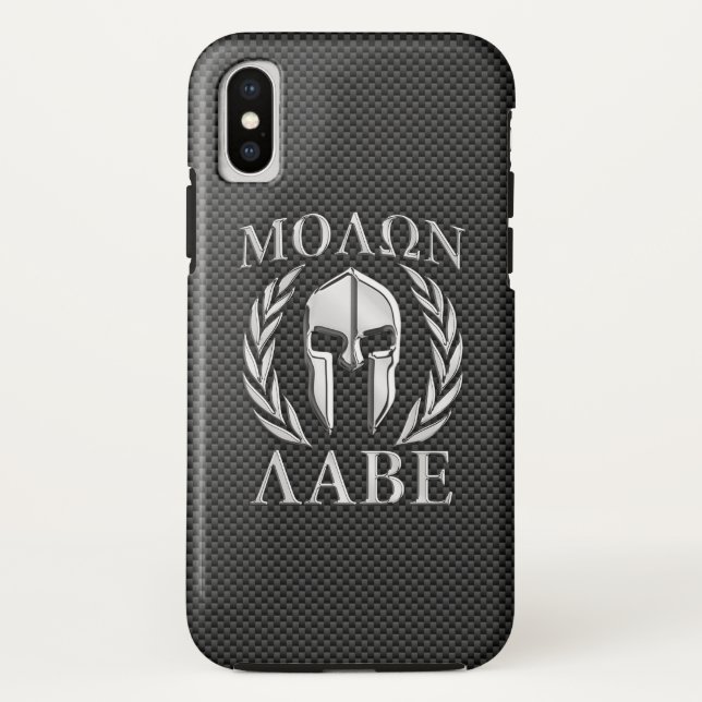 Molon Labe Chrome Style Spartan Armor Carbon Fiber Case-Mate iPhone Case (Back)