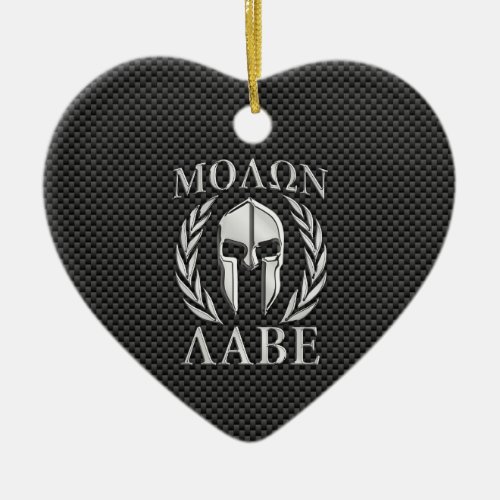 Molon Labe Chrome Style Spartan Armor Carbon Fiber Ceramic Ornament