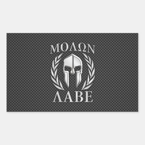 Molon Labe Chrome Style Spartan Armor Carbon Fiber Rectangular Sticker