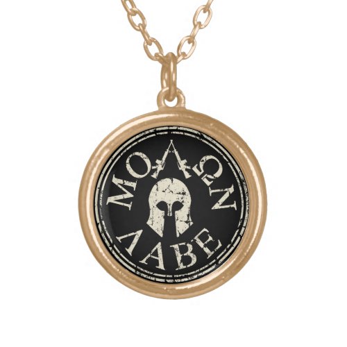 Molon Labe Come and Take Them Gold Plated Necklace