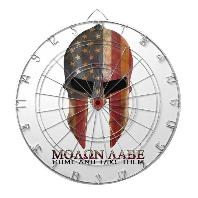 Molon Labe - Come and Take Them USA Spartan Dartboard With Darts (Front)