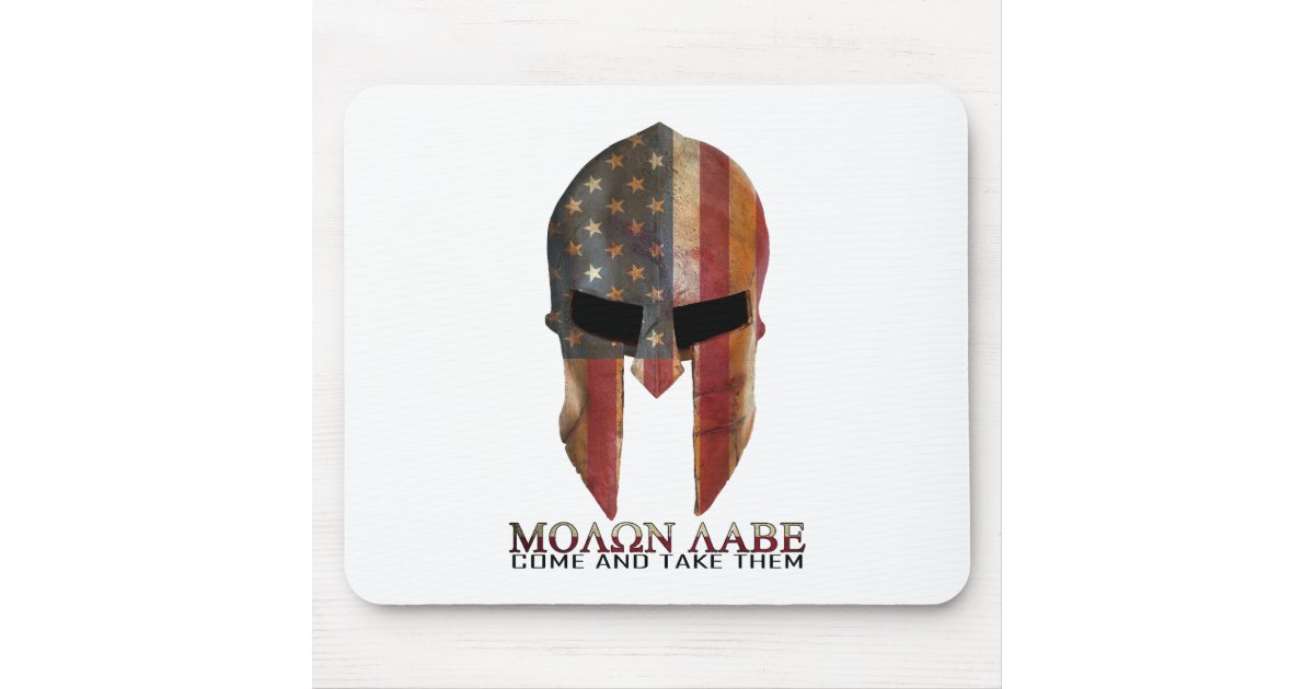 This is Sparta! MOLON LABE - Spartan Greek Helmet on Marble