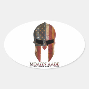Molon Labe - Come and Take Them USA Spartan Oval Sticker