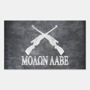Molon Labe Crossed Rifles 2nd Amendment Rectangular Sticker