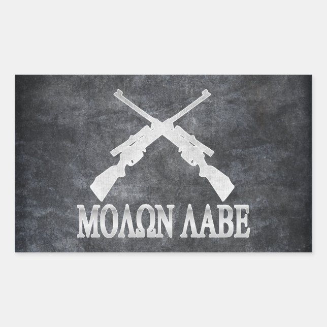 Molon Labe Crossed Rifles 2nd Amendment Rectangular Sticker (Front)