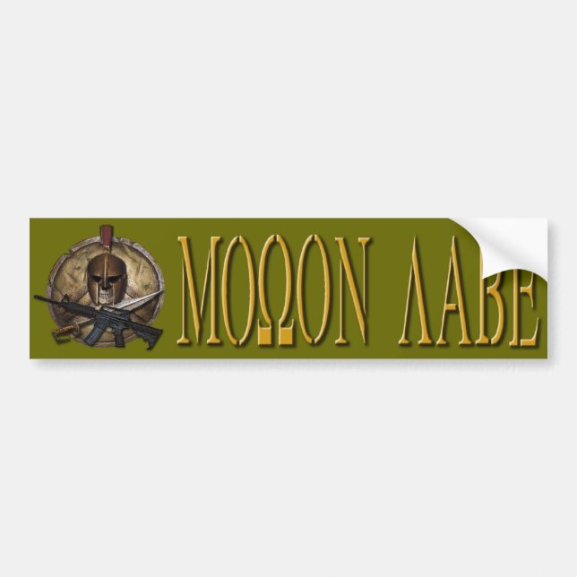 Molon Labe Greek Bumper Sticker Gold (Front)