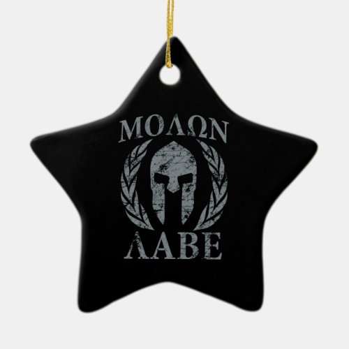 Molon Labe Grunge Spartan Armor Ceramic Ornament