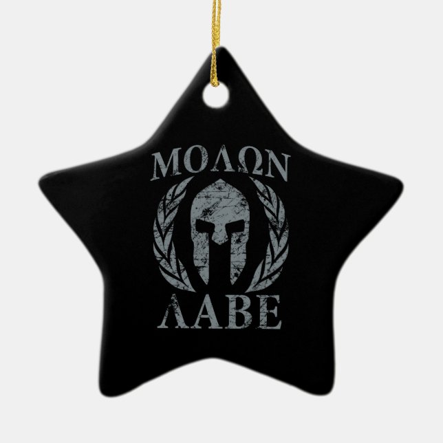 Molon Labe Grunge Spartan Armor Ceramic Ornament (Front)