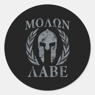 Molon Labe Grunge Spartan Armor Classic Round Sticker