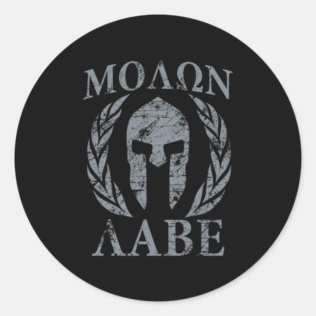 Molon Labe Grunge Spartan Armor Classic Round Sticker (Front)