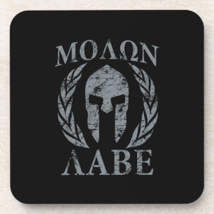 Molon Labe Grunge Spartan Armor Coaster
