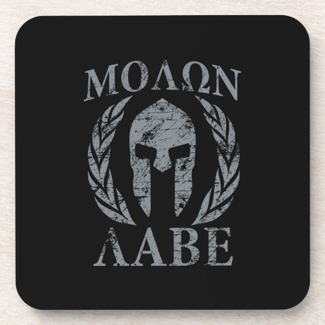 Molon Labe Grunge Spartan Armor Coaster (Front)