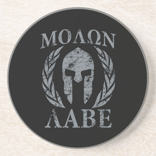 Molon Labe Grunge Spartan Armor Drink Coaster (Front)