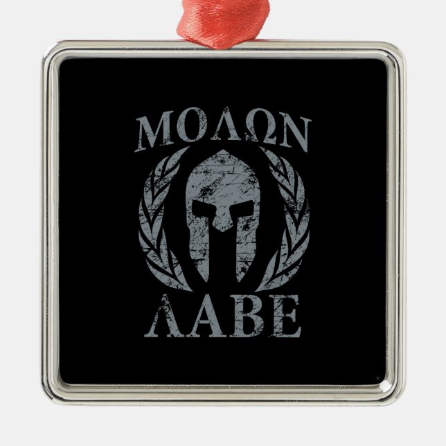 Molon Labe Grunge Spartan Armor Metal Ornament (Front)