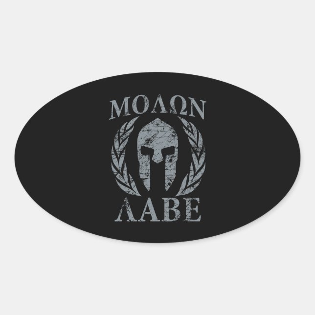 Molon Labe Grunge Spartan Armor Oval Sticker (Front)