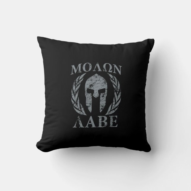 Molon Labe Grunge Spartan Armor Throw Pillow (Front)