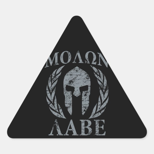 Molon Labe Grunge Spartan Armor Triangle Sticker (Front)