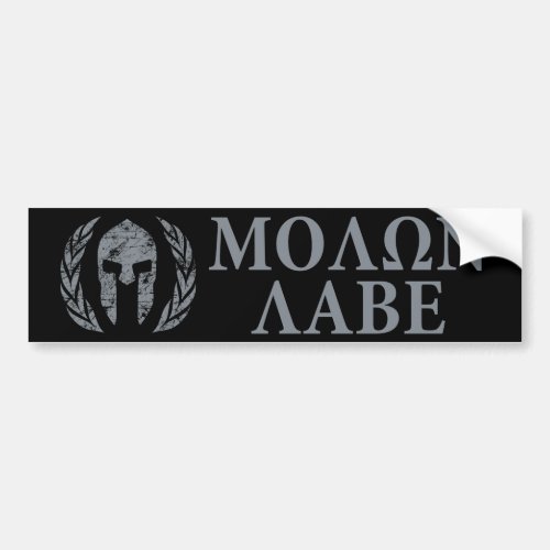 Molon Labe Grunge Spartan Helmet Bumper Sticker