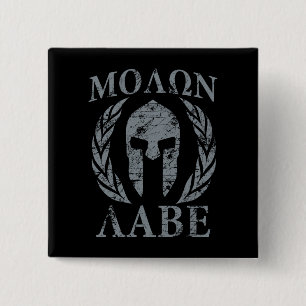 Molon Labe Grunge Spartan Helmet Pinback Button