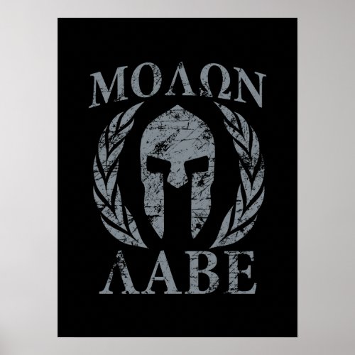Molon Labe Grunge Spartan Mask Poster