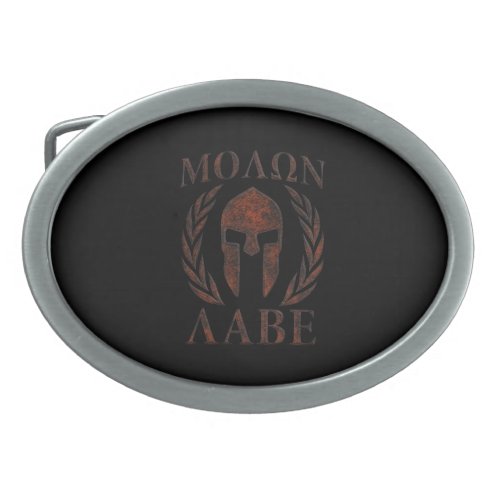 Molon Labe Iron Warrior Laurels Oval Belt Buckle