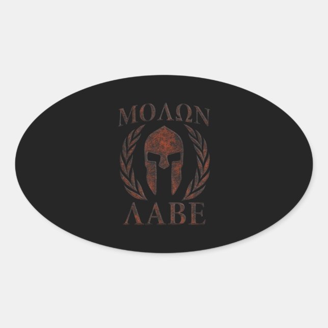 Molon Labe Iron Warrior Laurels Oval Sticker (Front)