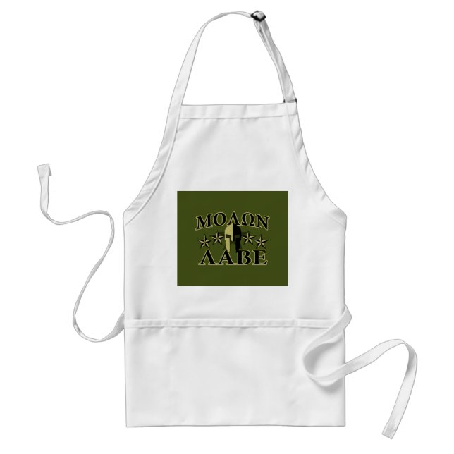 Molon Labe Spartan 5 stars Olive Green Adult Apron (Front)