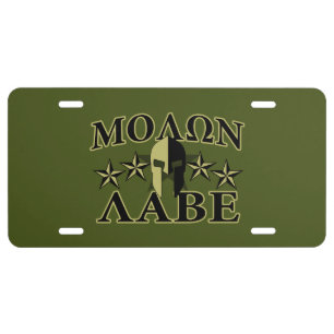 Molon Labe Spartan 5 stars Olive Green License Plate