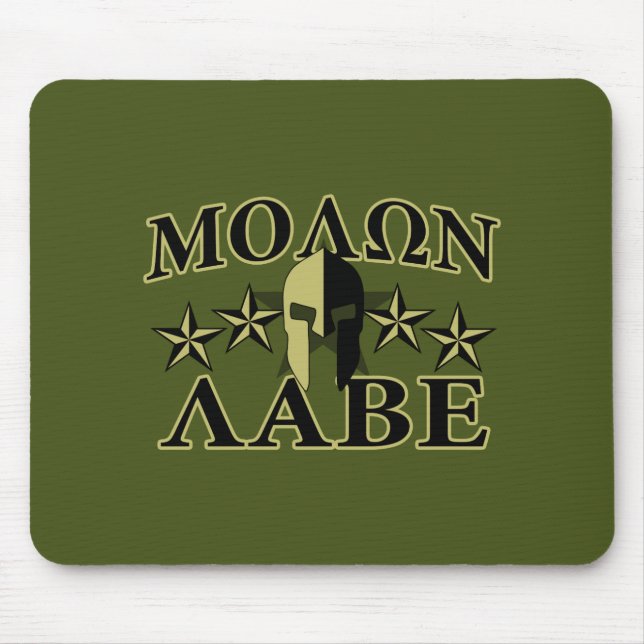 Molon Labe Spartan 5 stars Olive Green Mouse Pad (Front)