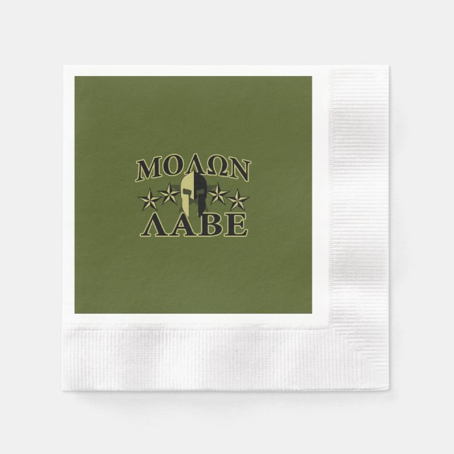 Molon Labe Spartan 5 stars Olive Green Napkins (Front)