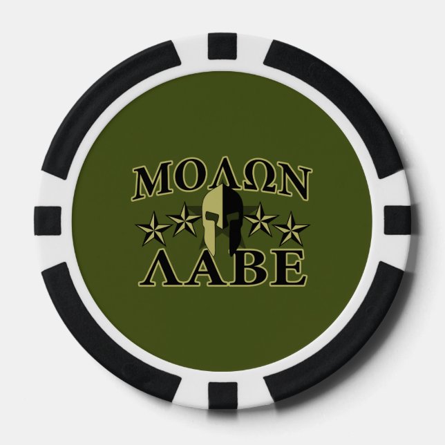 Molon Labe Spartan 5 stars Olive Green Poker Chips (Front)