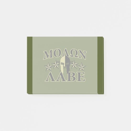 Molon Labe Spartan 5 stars Olive Green Post_it Notes
