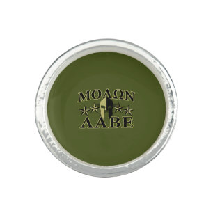 Molon Labe Spartan 5 stars Olive Green Ring