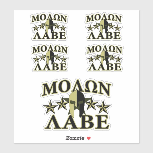 Molon Labe Spartan 5 stars Olive Green Sticker (Sheet)