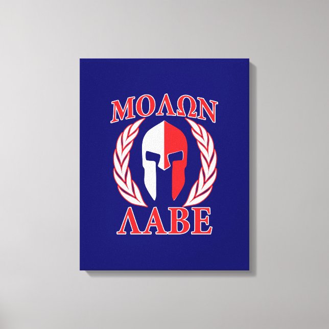 Molon Labe Spartan Armor Laurels Navy Blue Canvas Print (Front)