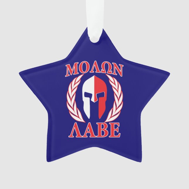 Molon Labe Spartan Armor Laurels Navy Blue Ornament (Front)
