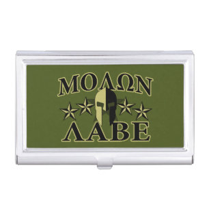 Molon Labe Spartan Helmet 5 stars Business Card Holder