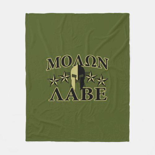 Molon Labe Spartan Helmet 5 stars Fleece Blanket