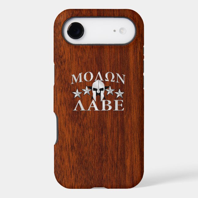 Molon Labe Spartan Helmet 5 stars Mahogany Style Case-Mate iPhone Case (Back)