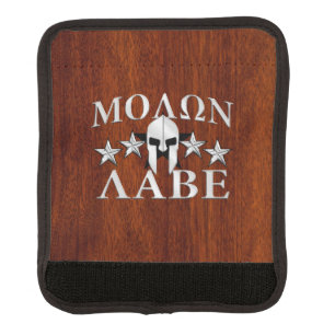 Molon Labe Spartan Helmet 5 stars Mahogany Style Luggage Handle Wrap