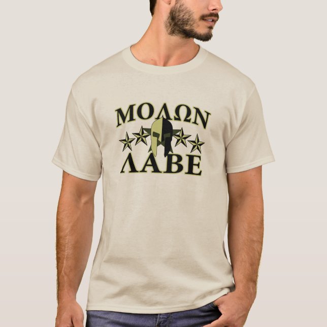 Molon Labe Spartan Helmet 5 stars T-Shirt (Front)
