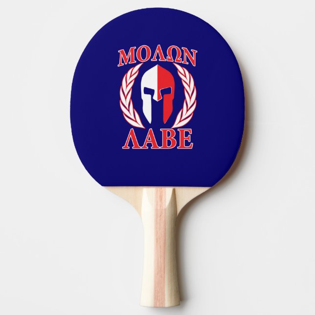 Molon Labe Spartan Helmet Laurels Blue Ping-Pong Paddle (Front)